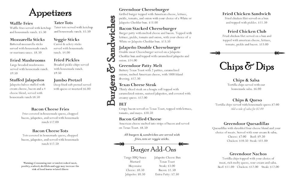 Green Door On Second Menu image 1