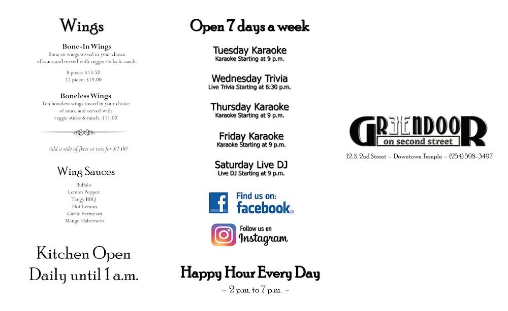 Green Door On Second Menu image 2