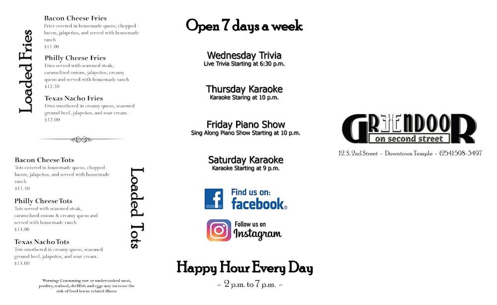 Green Door On Second Menu image 3